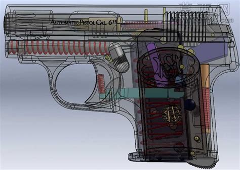 勃朗宁M1906袖珍手枪SW设计-免费机械三维模型设计软件下载-莫西网
