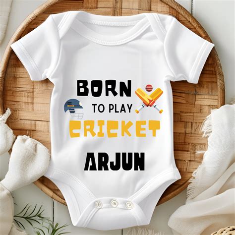 Born To Play Cricket - Custom Baby Romper – Fizzye