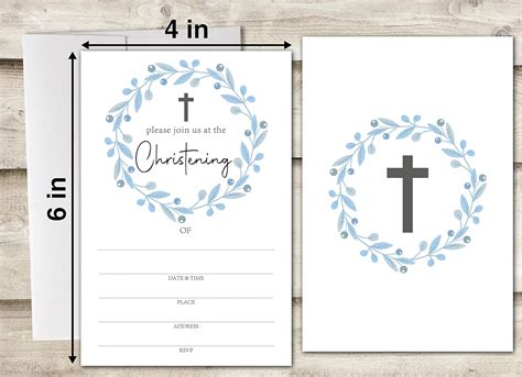 Buy OUDIEA Blue Wreath Baptism Invitations Cards, First Holy Communion ...