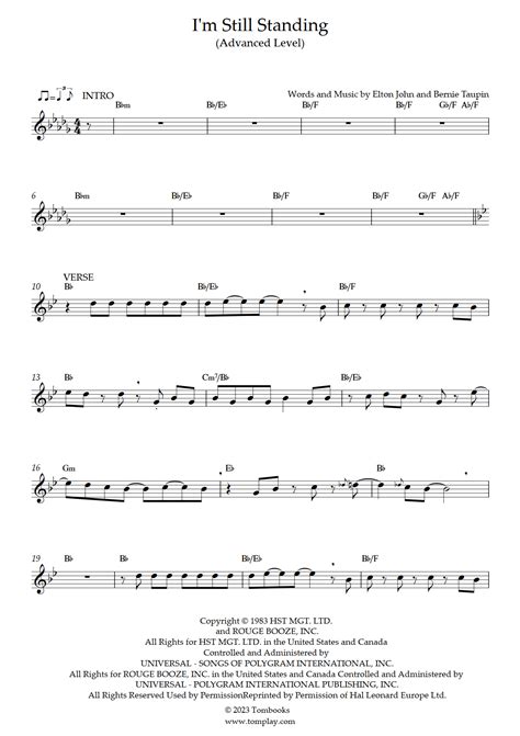 I'm Still Standing (Advanced Level) (Elton John) - Flute Sheet Music