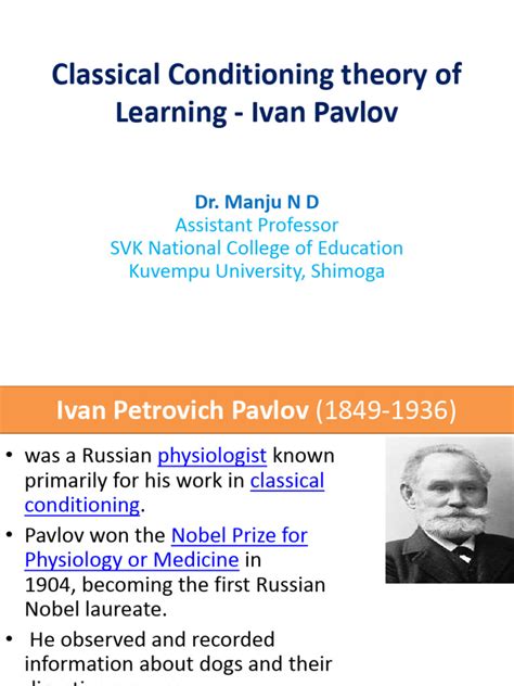 Classical Conditioning Theory of Learning - Ivan Pavlov | PDF | Classical Conditioning ...