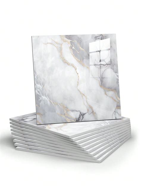 10pcs Marble Peel And Stick Backsplash Waterproof Washroom Wall Panels ...