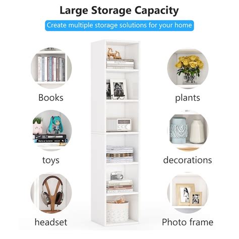 Tribesigns White Mdf 6-Shelf Corner Bookcase (11.81-in W x 70.87-in H x ...