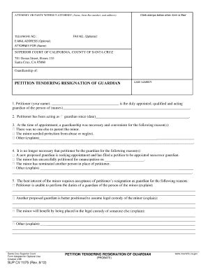 Fillable Online santacruzcourt PETITION TENDERING RESIGNATION OF ...