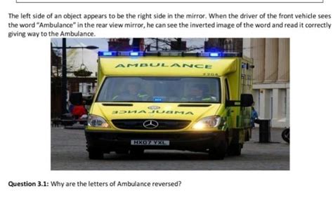 Question 3.1: Why are the letters of Ambulance reversed? - Brainly.in