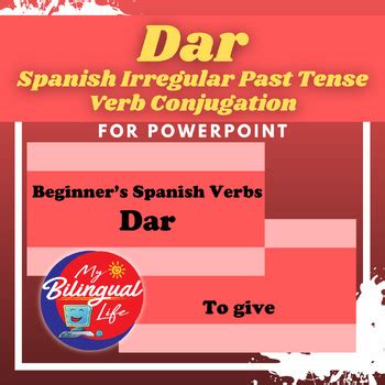 Dar - Spanish Irregular Past Tense Verb Conjugation - PowerPoint