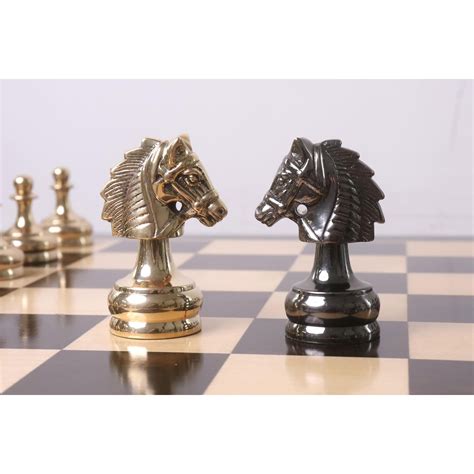 3.7" Splendor Series Brass Metal Luxury Chess Set - Pieces Only- Gold