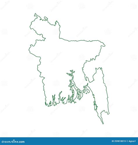 Vector Illustration of Green Colored Outline Map of Bangladesh Stock Vector - Illustration of ...