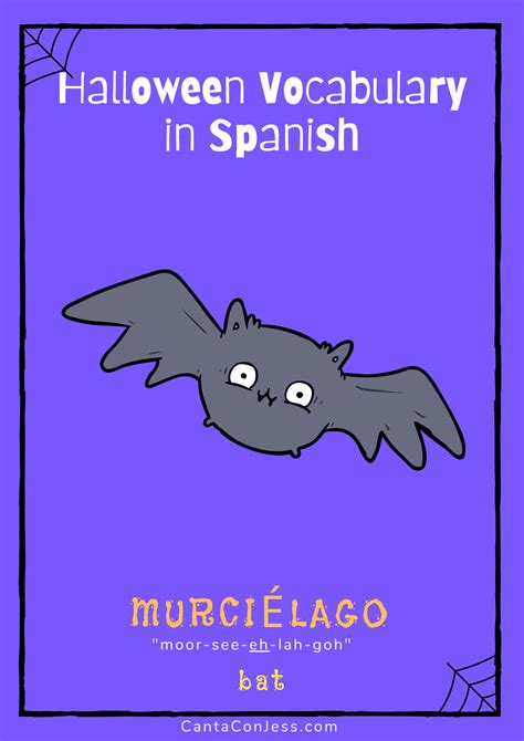 Bat in Spanish: MURCIÉLAGO | Spanish Halloween Vocabulary | Halloween ...