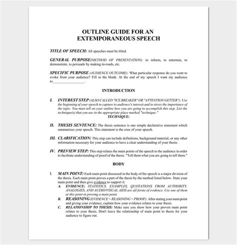 Image result for Speech Outline Examples