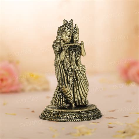 Brass Radha Krishna Murti With Tribhanga Posture (5 Inch)