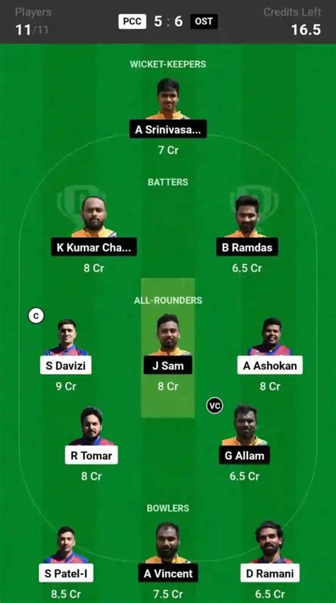 PCC vs OST Dream11 Prediction, Pitch Report, and Player Stats, 49th ...