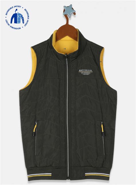 Buy Boys Olive & Yellow Reversible Solid Jacket Online in India - Monte ...