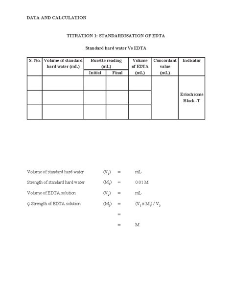 Expt 3 - Good - DATA AND CALCULATION TITRATION 1: STANDARDISATION OF ...