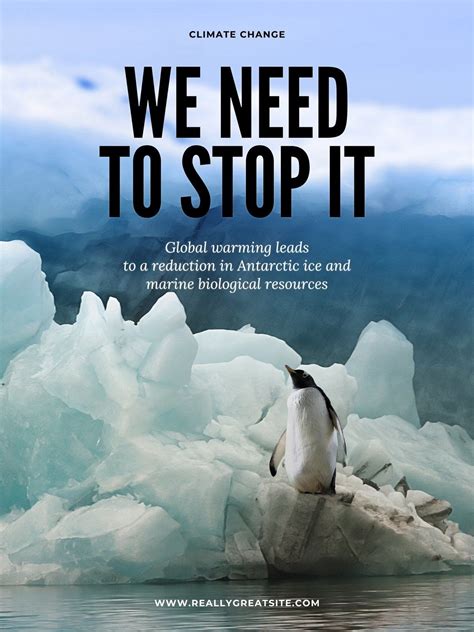 Blue Full Photo Minimalist Climate Change Poster