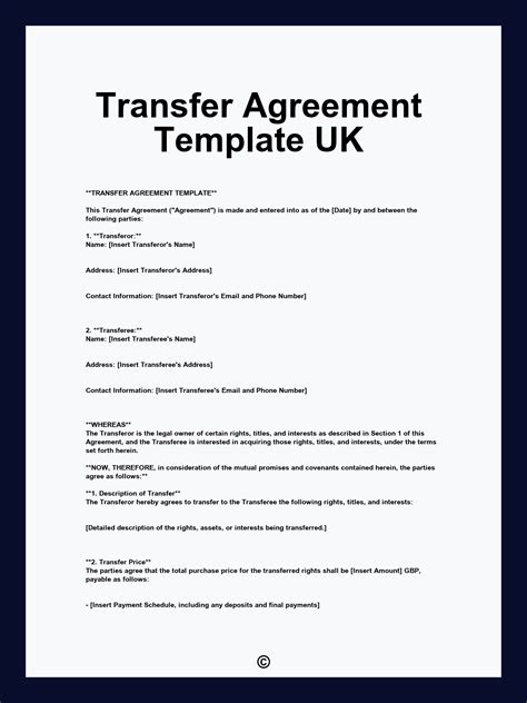 Transfer Agreement Template UK