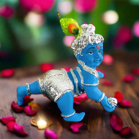 Silver Plated Crawling Cute Laddu Gopal Murti – Bhakti Samagri