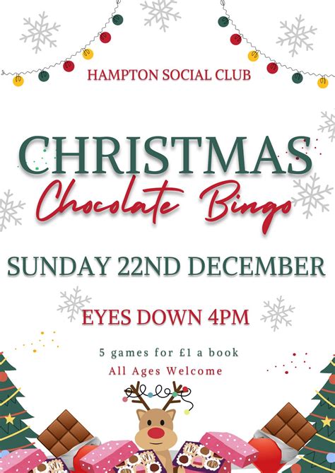 Chocolate Bingo, Hampton Social Club, workman road, Evesham, 22 ...