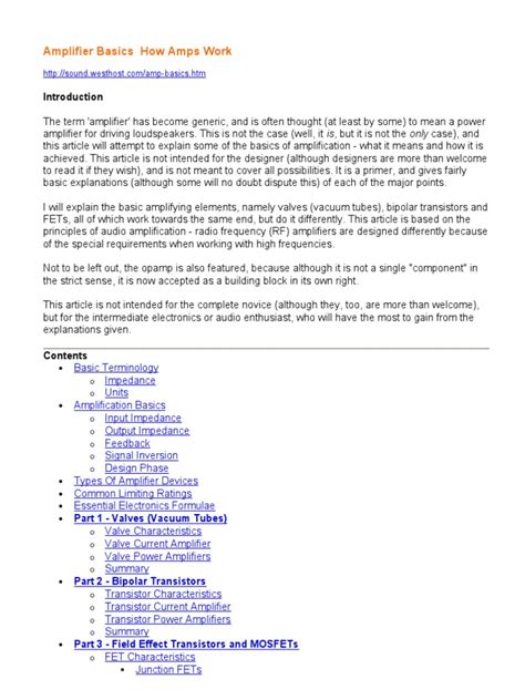 Image result for Amplifier Basics
