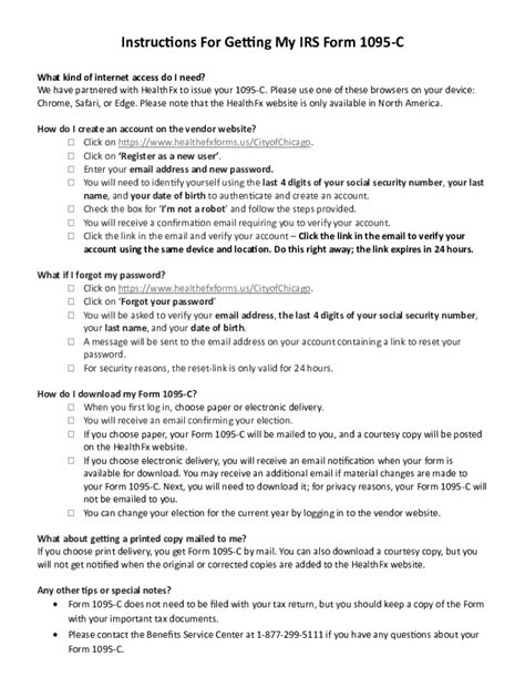IRS Form 1095-C Instructions - Blank Fillable Template | Fill Out ...
