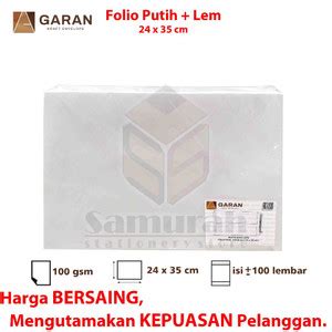 Jual UN4 Amplop Kertas Putih GARAN Ukuran Folio 24 x 35 cm 1 pak Tebal ...