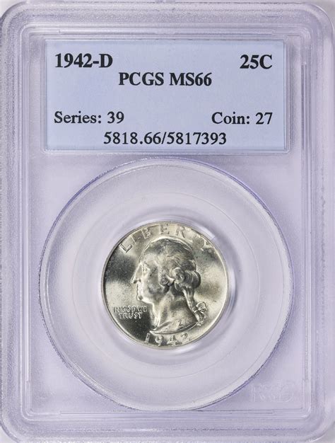 1942-D Washington Quarter PCGS MS-66 (Item 1701869) | GreatCollections ...