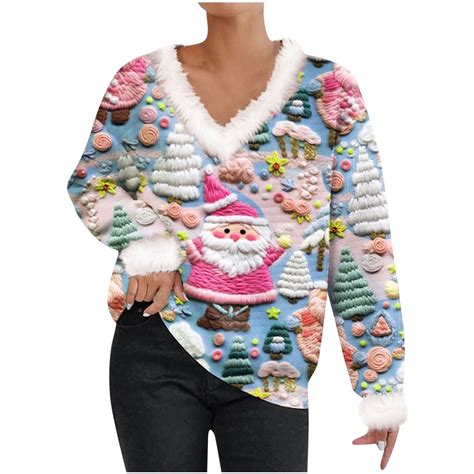 CaComMARK PI 2023 New Ugly Christmas Sweaters for Women Cute Fuzzy V ...