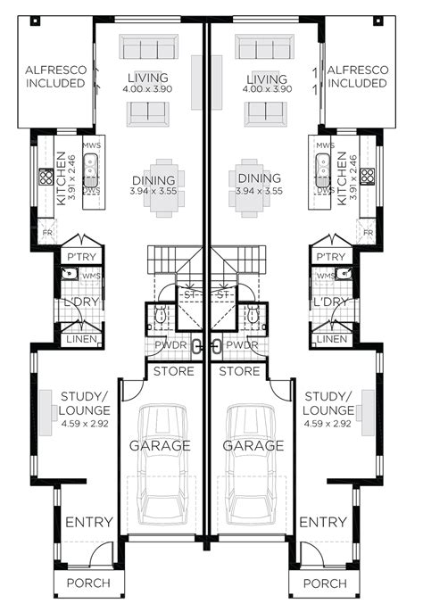 Creative 2 Storey Duplex House Floor Plan Ideas - House Floor Plans