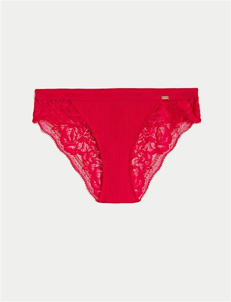 Buy Lounge Rib & Lace Brazilian Knickers at Marks & Spencer