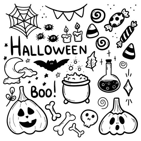 A Collection Of Handdrawn Halloween Vector Doodles For All Saints Eve ...