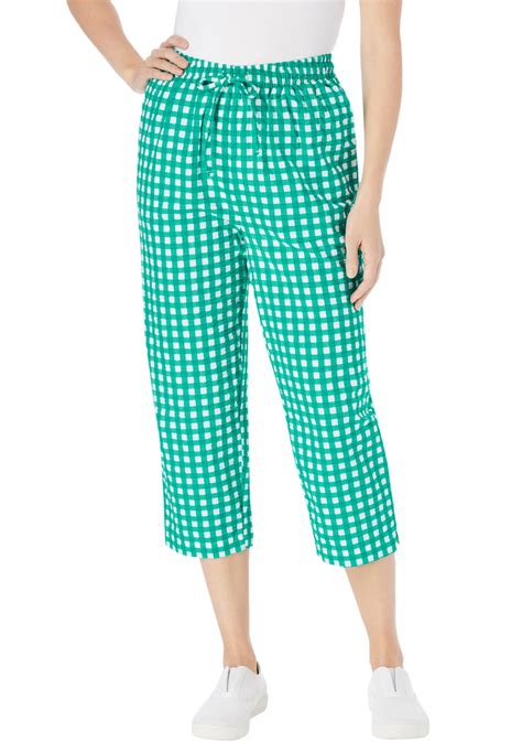 Woman Within Women's Plus Size Petite Seersucker Capri Pant Pant ...