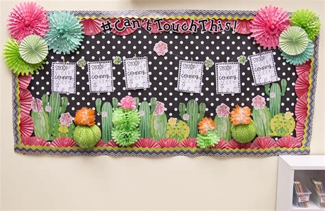 Create an adorable cactus themed bulletin board this year to display ...