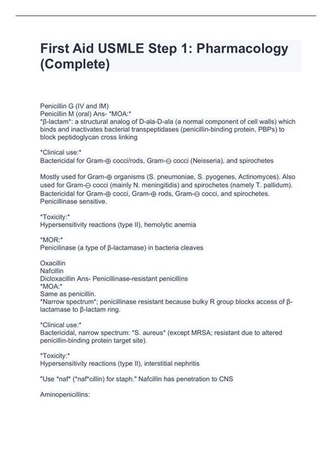 First Aid USMLE Step 1: Pharmacology (Complete) - First Aid USMLE Step ...