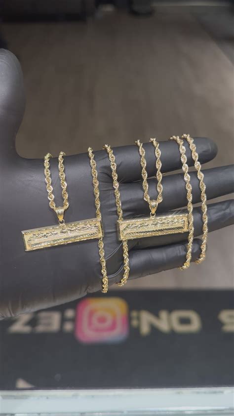 10k Medium Diamond Cut Last Supper Chain Set - EzJewelry