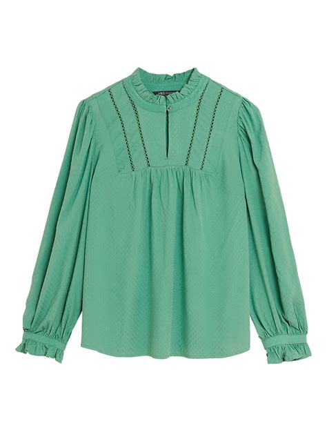 Buy Round Neck Ruffle Long Sleeve Blouse at Marks & Spencer
