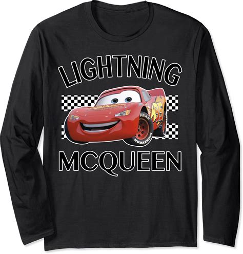 Disney Pixar Cars Lightning McQueen Finish Long Sleeve T-Shirt : Amazon ...
