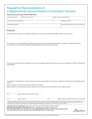 Fillable Online Request for Reconsideration of a Diploma Exam ...
