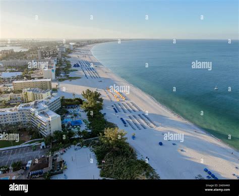 Aerial view of St Pete beach and resorts in St Petersburg, Florida USA ...