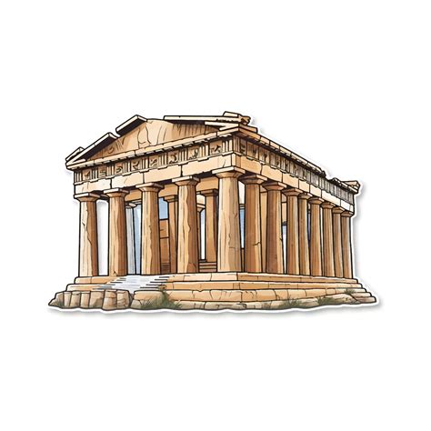 The Parthenon illustration sticker on white background | Premium AI ...
