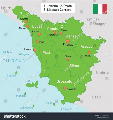 Map With Cities Of Tuscany