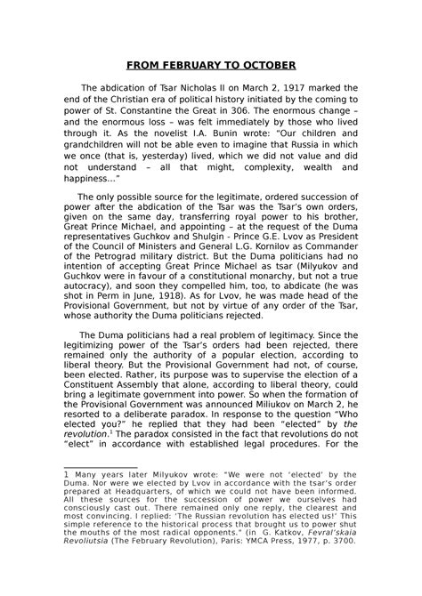 FROM February TO October - FROM FEBRUARY TO OCTOBER The abdication of ...