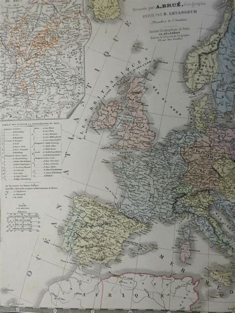 Napoleonic Europe France Prussia Great Britain 1830's Brue large historical map: (1830) Map ...