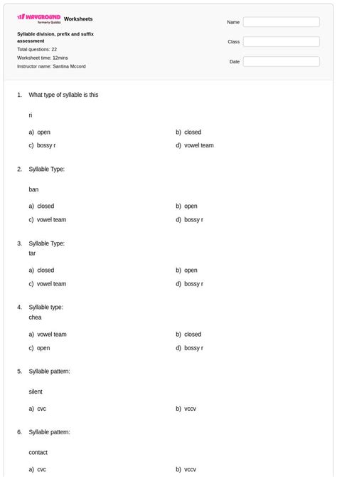 50+ Syllable Division worksheets for Class 3 on Wayground | Free ...