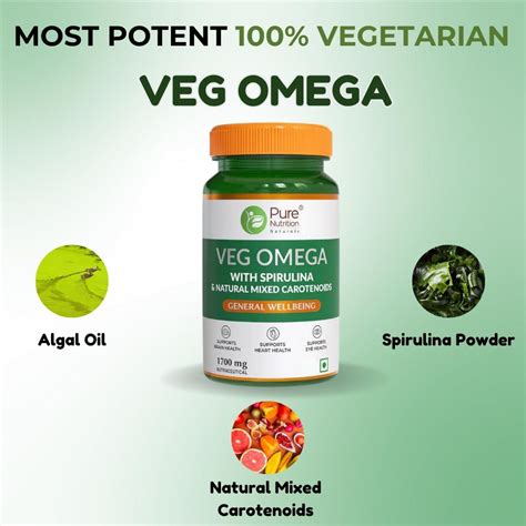 Pure Nutrition Veg Omega from Algal Oil with Astaxanthin Veg Softgel ...