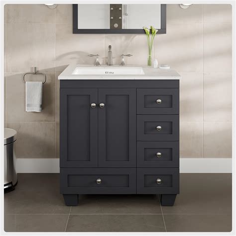 Amazon.com: Eviva Acclaim 30 Inch Bathroom Vanity With Sink, Dark Grey ...