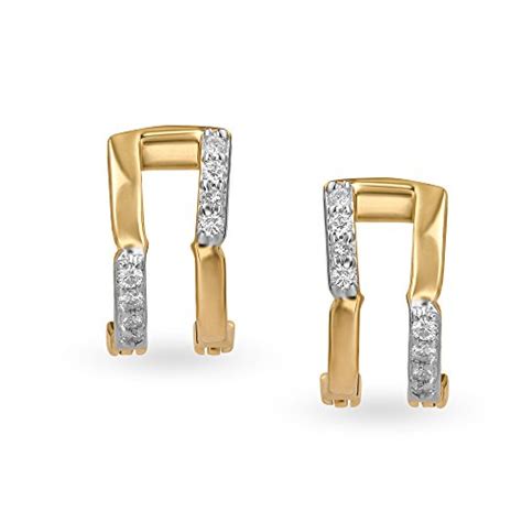 Mia by Tanishq 14KT Yellow Gold and Diamond Hoop Earrings for Women ...