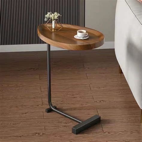 Height Adjustable C Side Table with Wheels, Sofa Bedside Laptop Desk ...