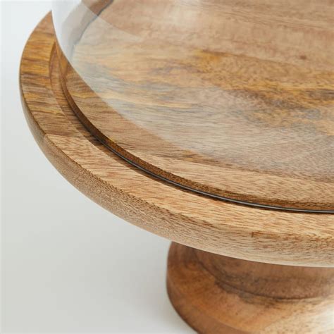 Buy Splendid Wood Cake Stand with Glass Lid from Home Centre at just ...