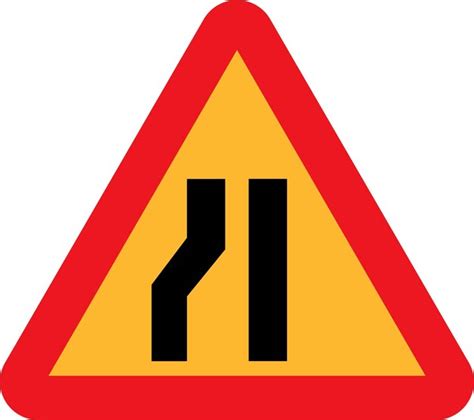 Road narrows on left traffic vector sign color graphics of ...