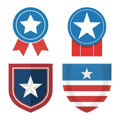 Collection of patriotic star badges and emblems | Premium Vector